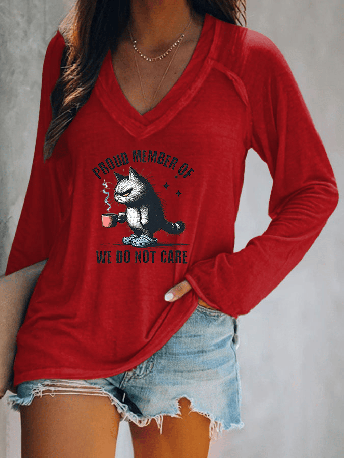 Women's V-neck Retro Funny Proud Member Of Club Menopause Perimenopause Print T-Shirt