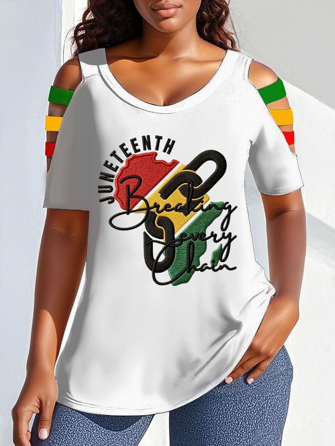 Women's Juneteenth Breaking Every Chain Print T-Shirt