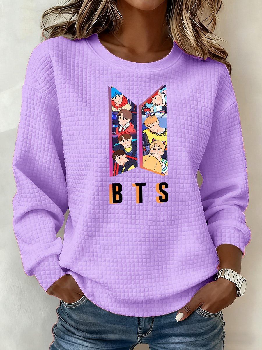Women's K-pop Printed Long-Sleeve Sweatshirt