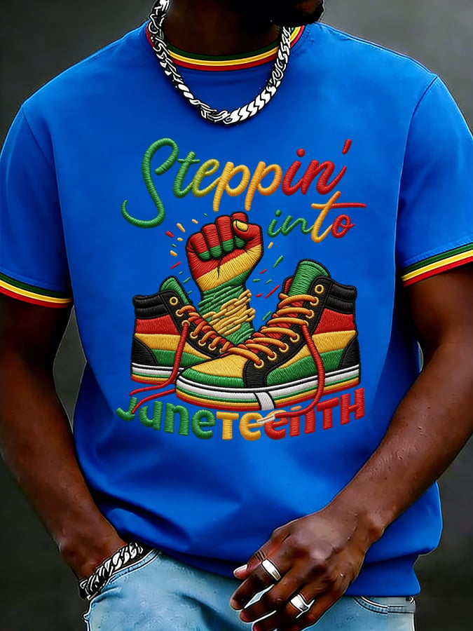 Men's Stepping Into Juneteenth Printed Casual T-shirt