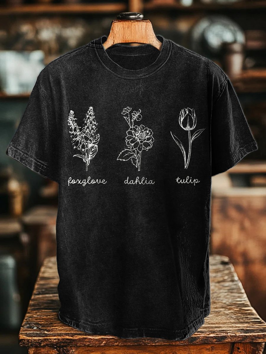 Unisex Floral Fdt Cotton Multicolor Washed T-Shirt