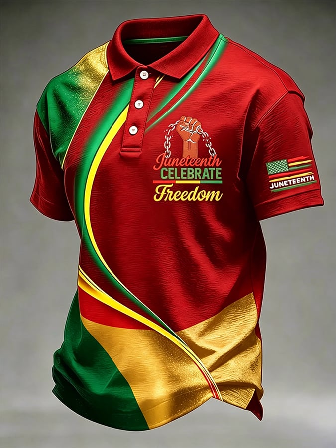 Men'S Juneteenth Celebrate Freedom Printed Polo Shirt