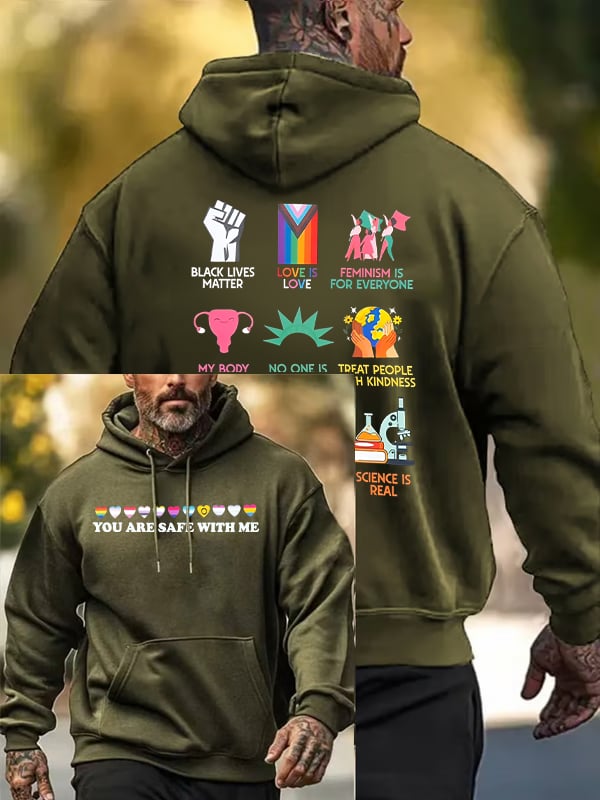 Men's You are safe with me Print Hoodie