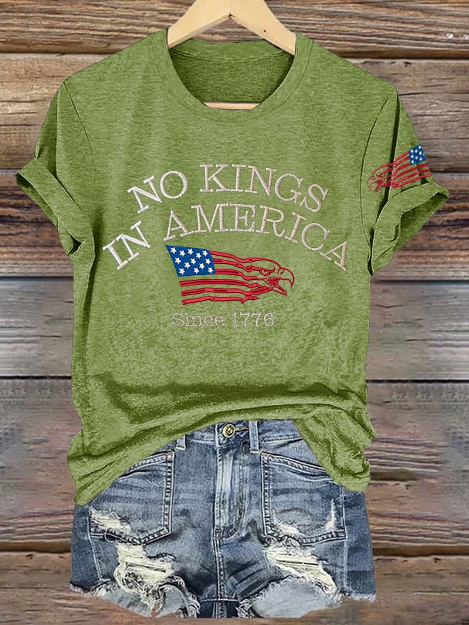 Retro No Kings In America Since 1776 Print T-Shirt