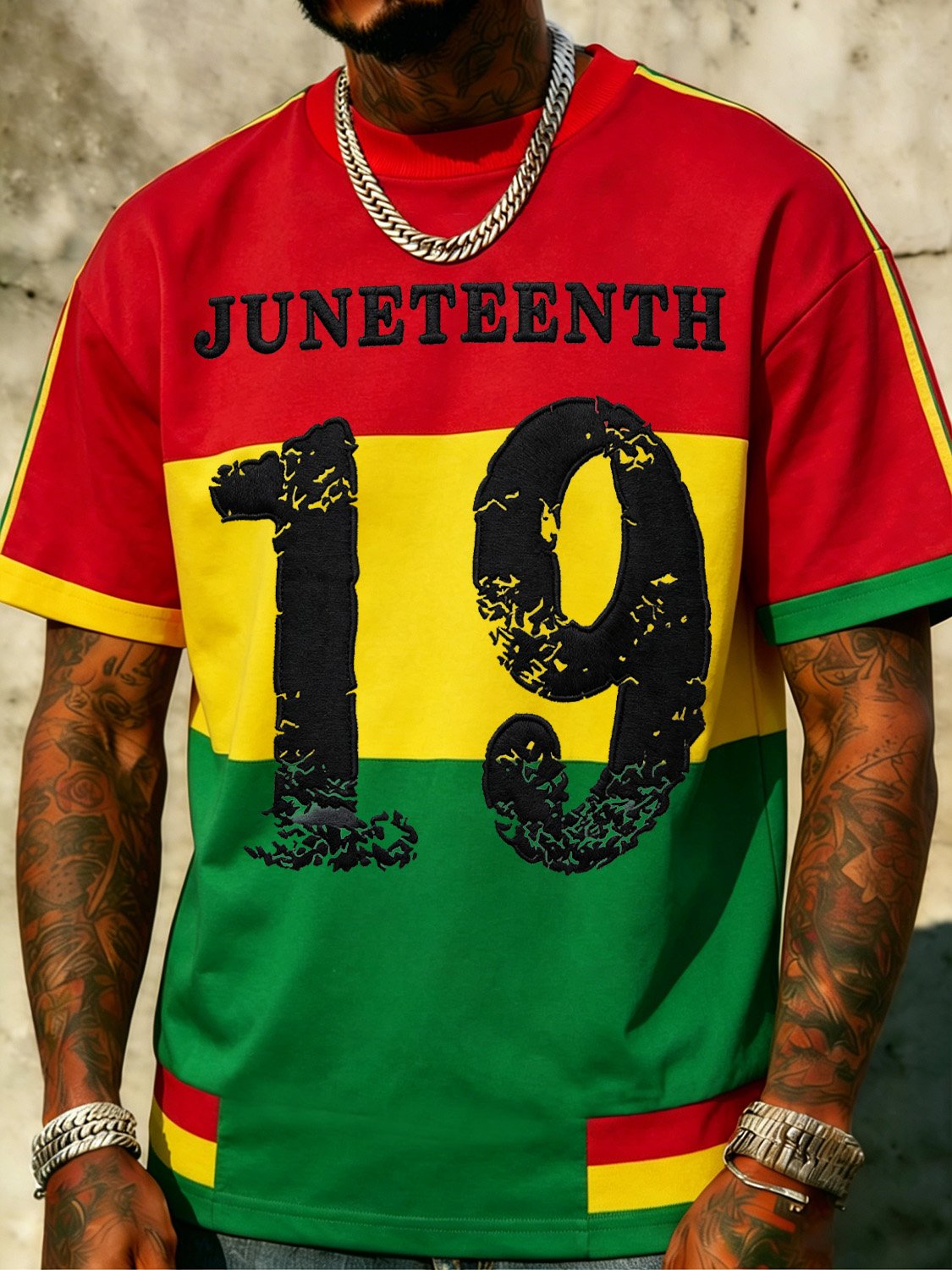 African-American Men's Juneteenth Print Crewneck Top