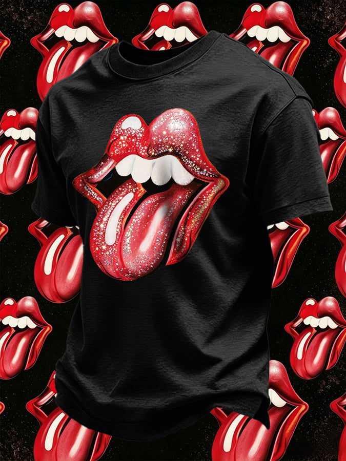 Men's Retro Foreign Tongues Print T-Shirt