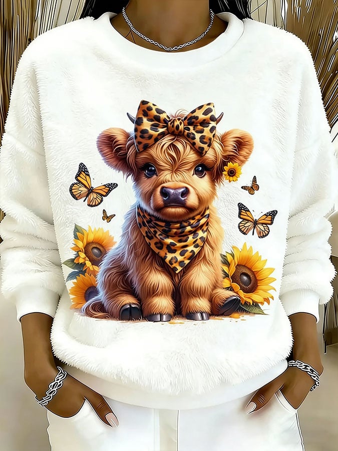 Women's Highland Cow Print Flannel Top