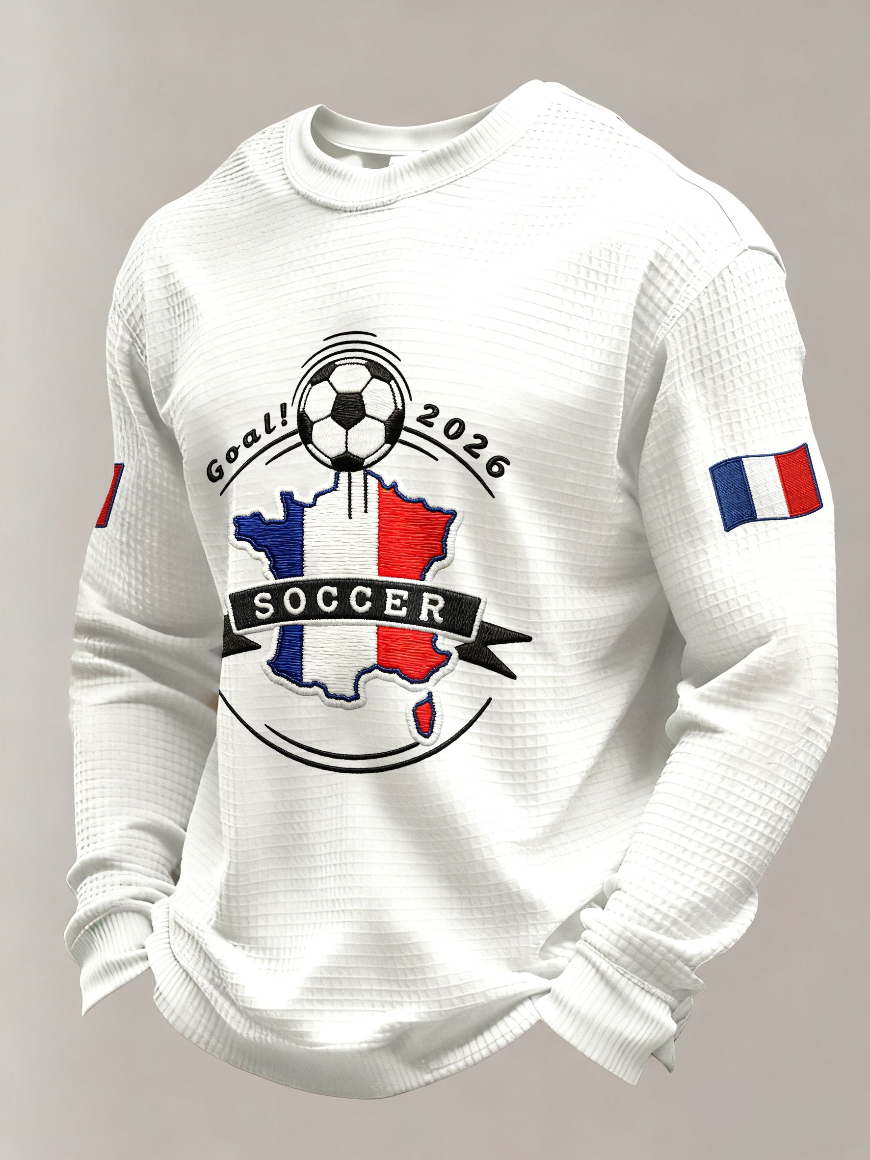 Men's French Football Fans Printed Casual Long-Sleeved Top