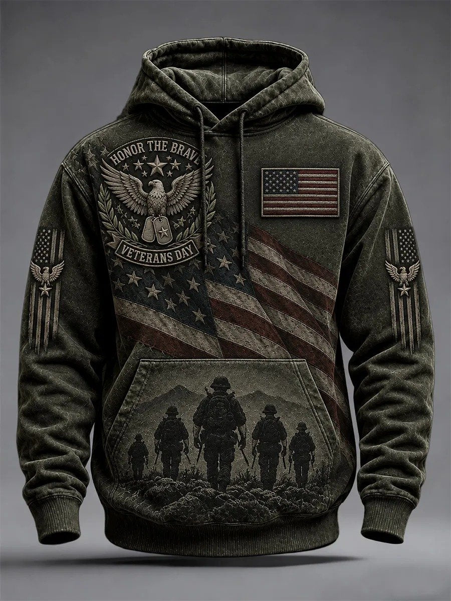 🎖️Men's Veteran Memorial Camo-Print Hoodie