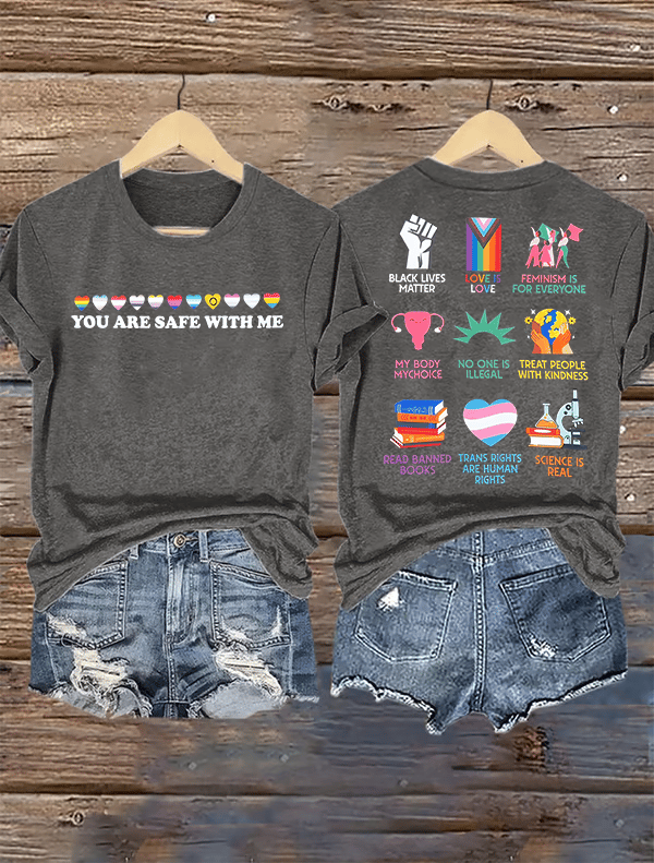 Women's You are safe with me Printed T-Shirt