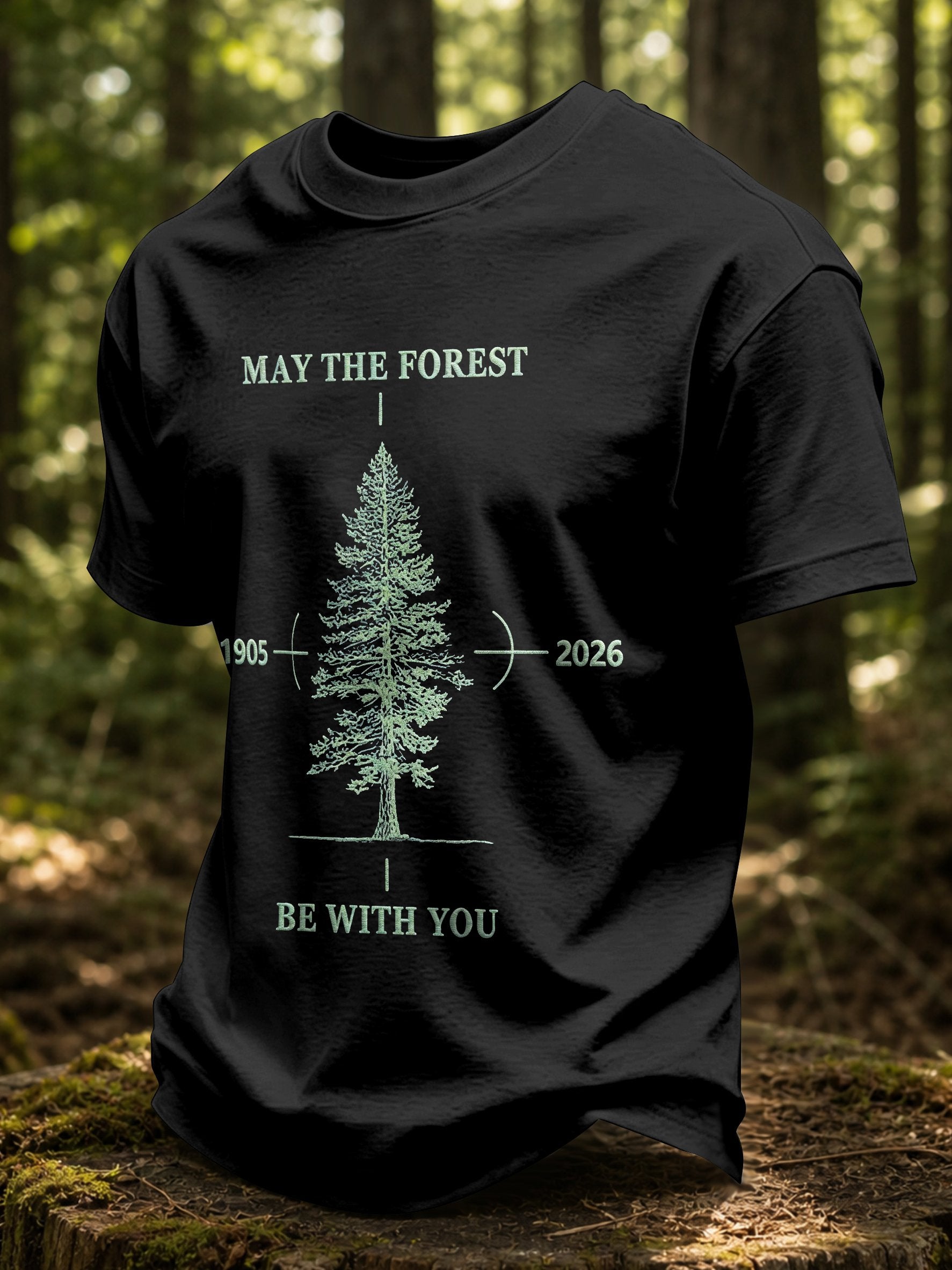 Men's May The Forest Be With You Printed Casual T-Shirt