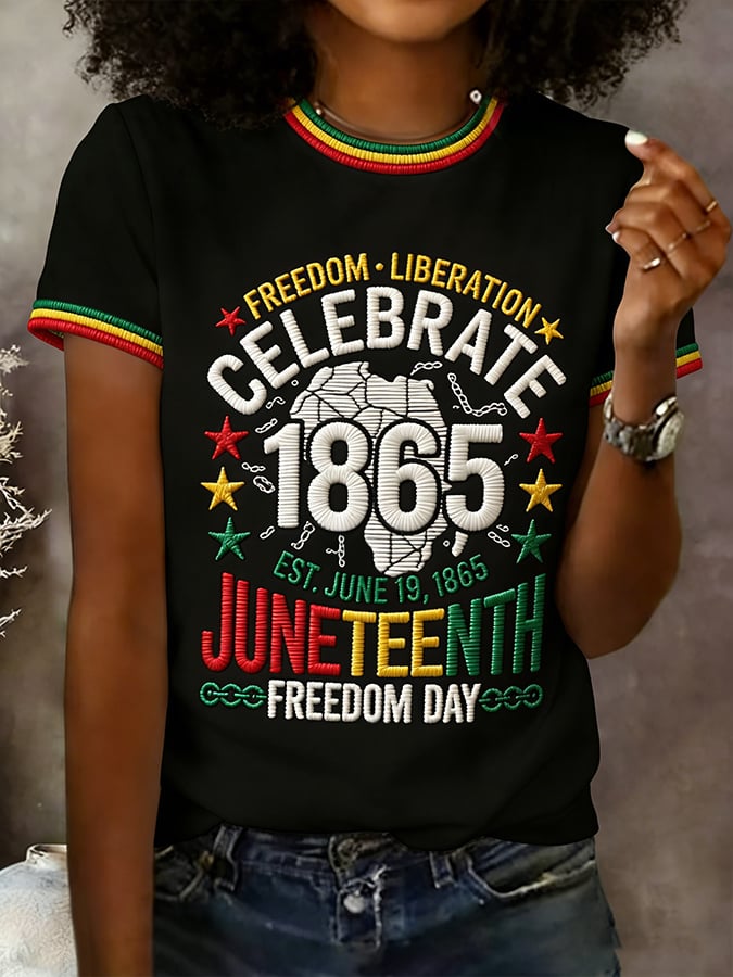 Women's Juneteenth Print Casual T-shirt