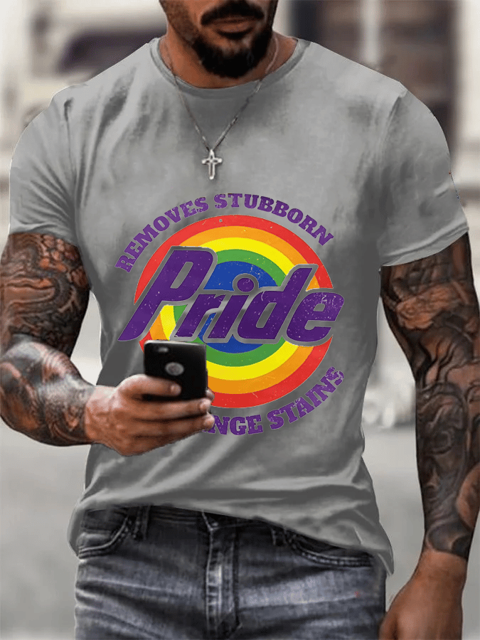 Men's Pride Rainbow Print Casual Crew Neck T-Shirt