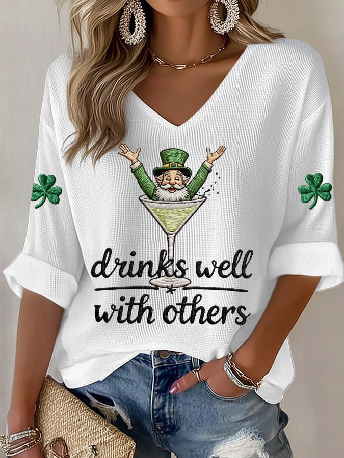 Women's Drinks Well With Others Print Top