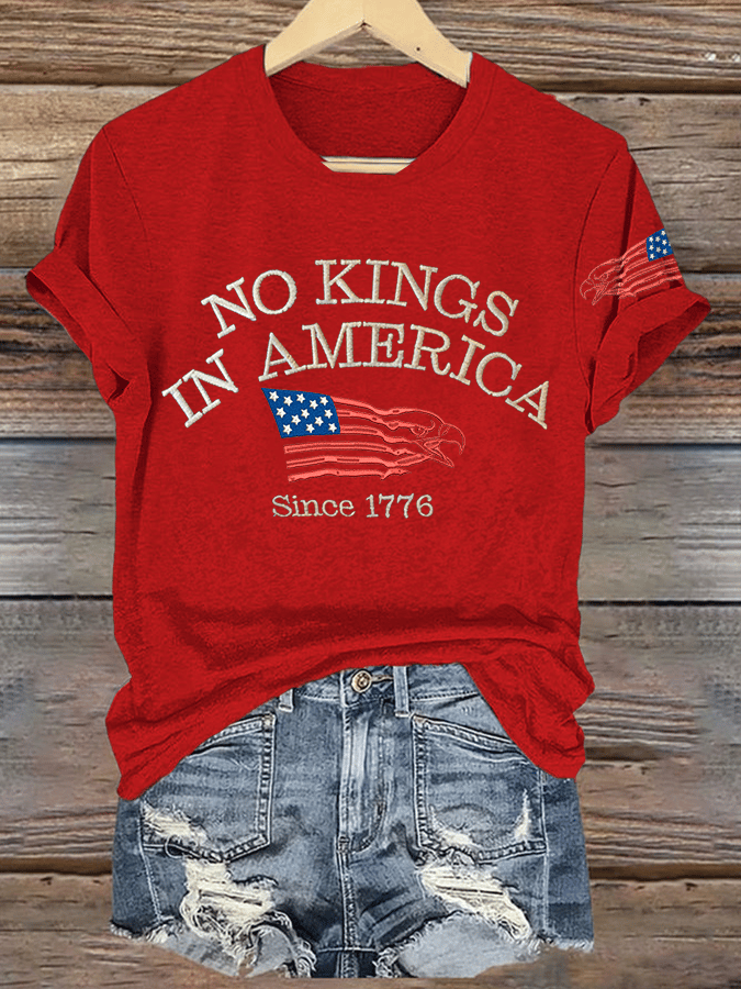 Retro No Kings In America Since 1776 Print T-Shirt