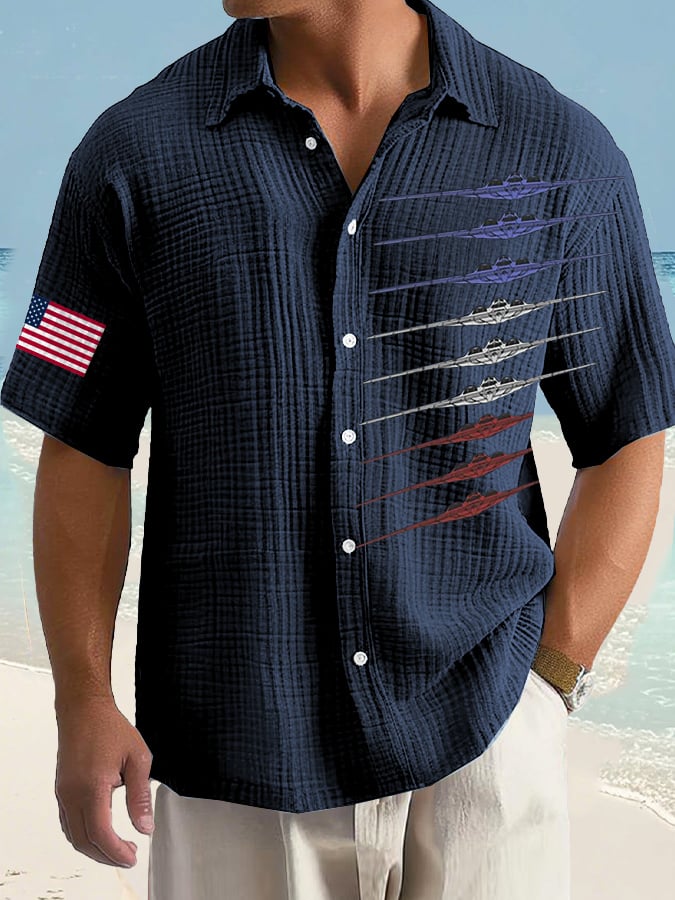 Men's B-2 Ghost Bomber Print Casual Waffle Shirt