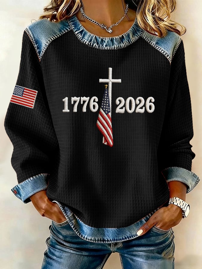 Women'S Retro 250th Anniversary 1776-2026 Print Sweatshirt