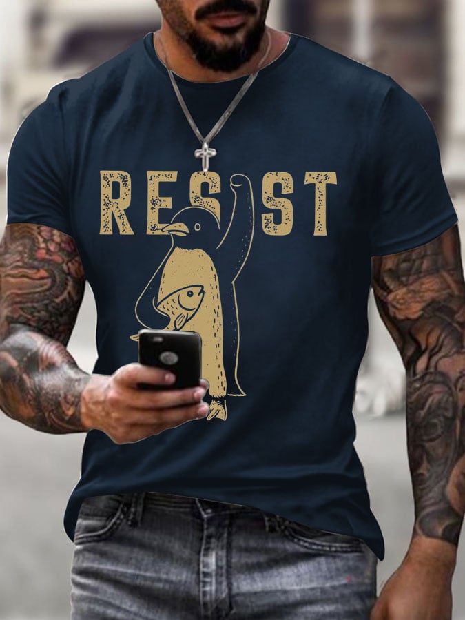 Men's Penguins Resist Tariffs Printing T Shirt