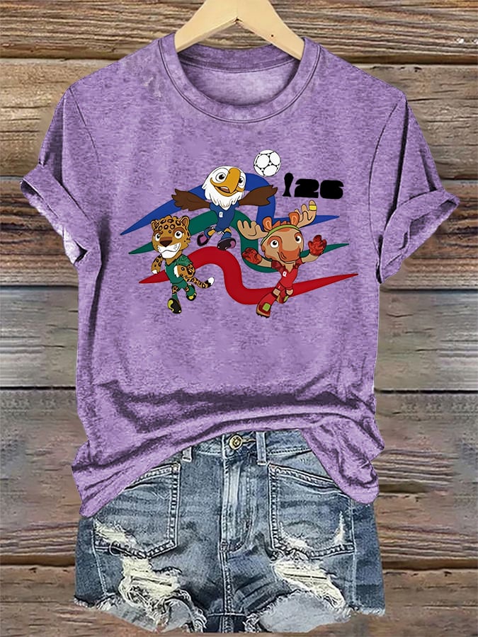 Women's 2026 World Cup Soccer Mascot printed T-shirt