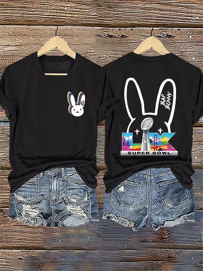Women's Bunny Football Music Lover T-Shirt
