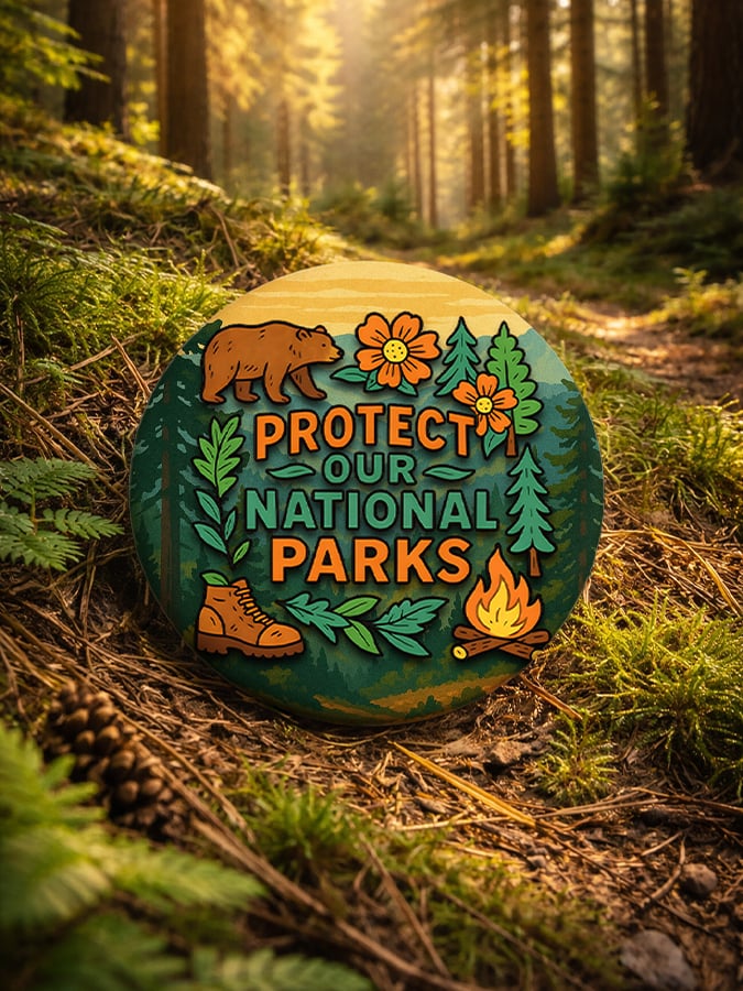 National Parks Retro Hiking Graphic Buttons