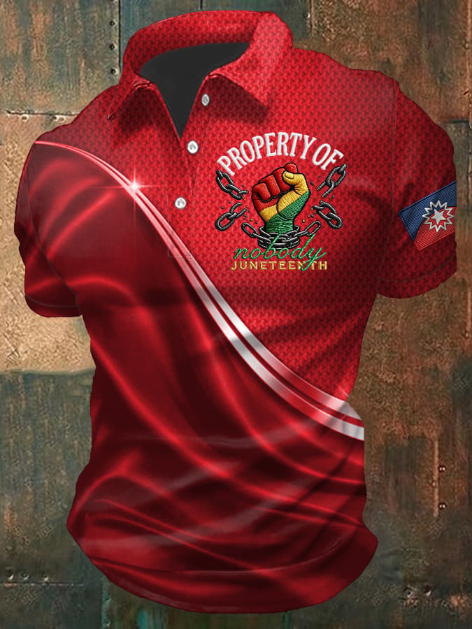 Men's Juneteenth Print Casual Polo Shirt
