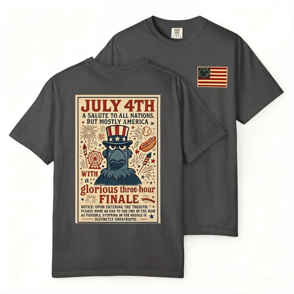 Unisex Patriotic Eagle July 4th Fireworks Celebration Casual Cotton Fabric T-Shirt