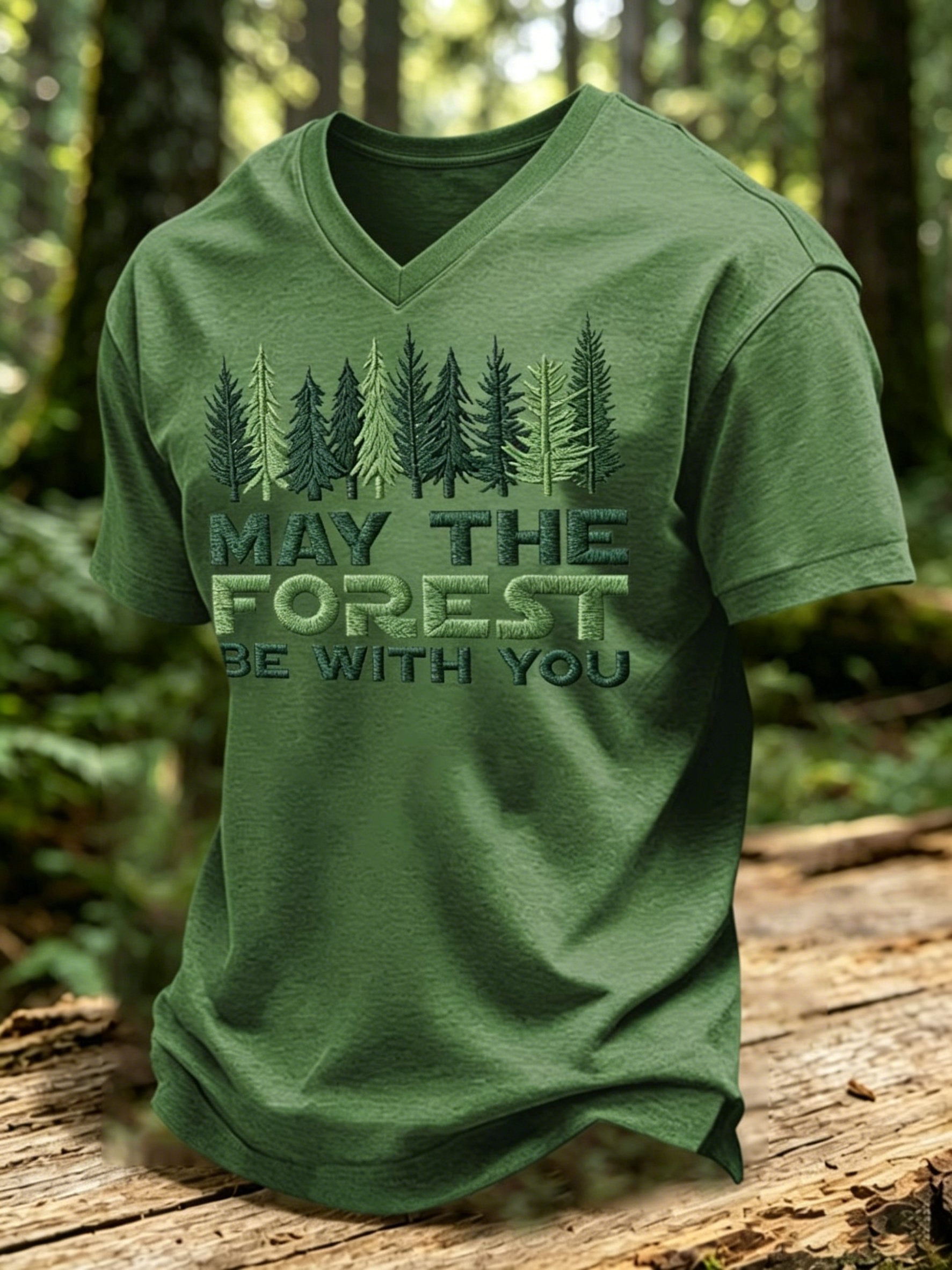 Men's May The Forest Be With You Print Casual T-Shirt
