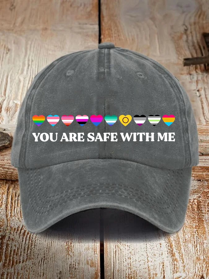 Unisex YOU ARE SAFE WITH ME Print Cap