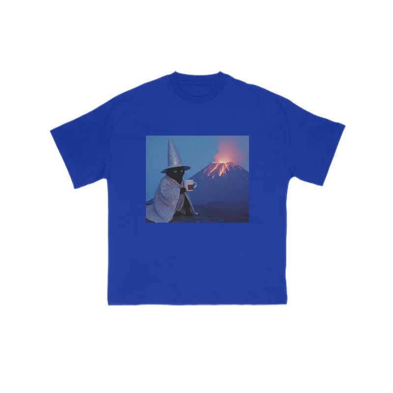 Unisex Witch Cat Art Print T-shirt