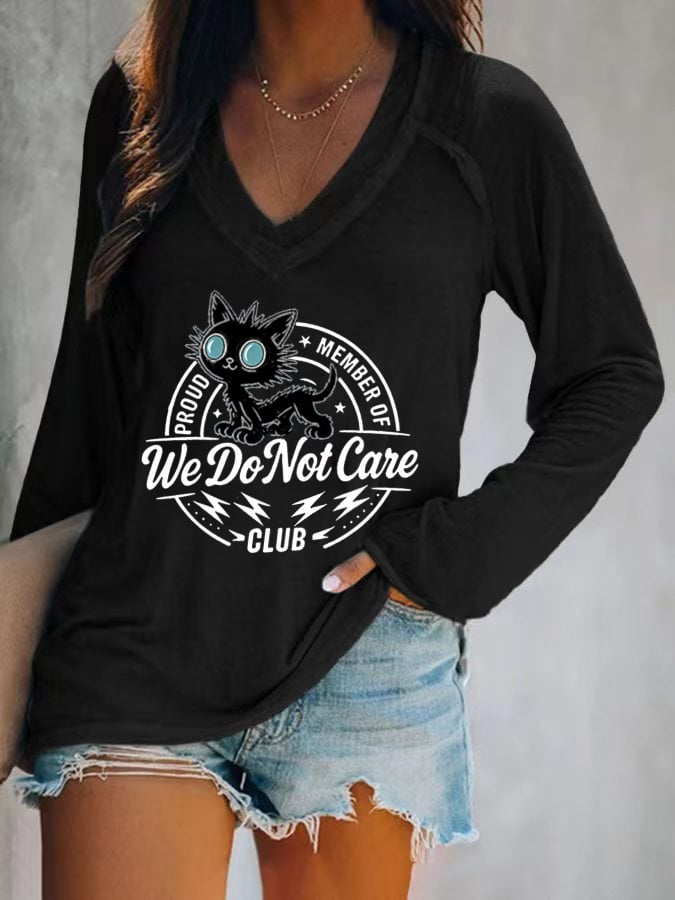 Women's V-neck Retro Funny Proud Member Of Club Menopause Perimenopause Print T-Shirt