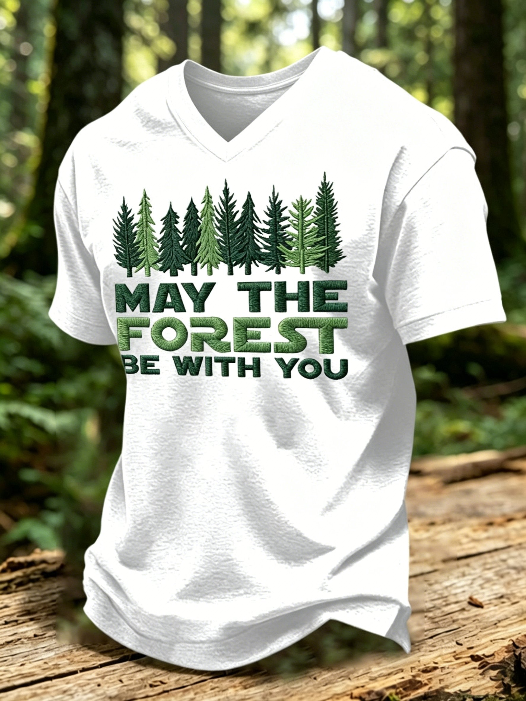 Men's May The Forest Be With You Print Casual T-Shirt