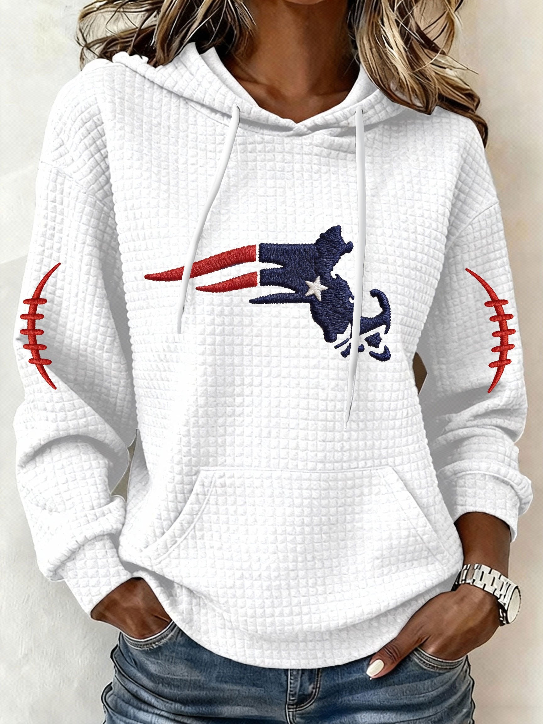 Women’s Football Graphic Waffle Knit Hoodie