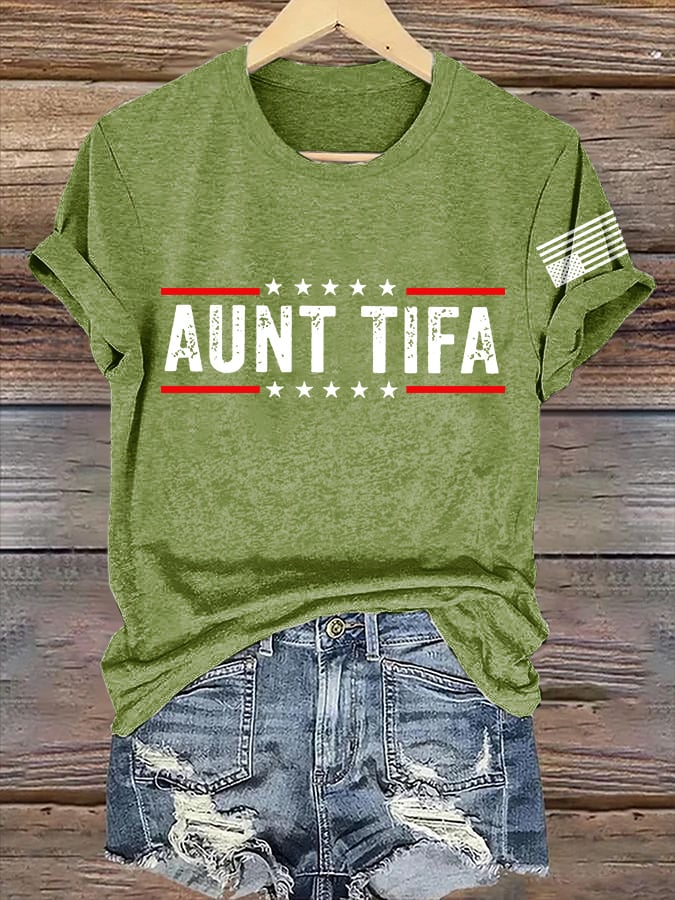 Retro Aunt Tifa Print T-Shirt