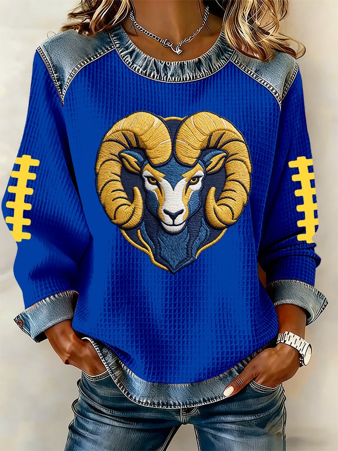 Women's Casual Football Print Long-Sleeve Sweatshirt