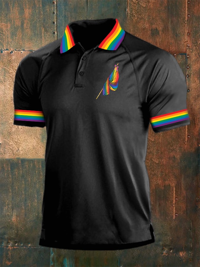 Men's Casual Pride Month Graphic Polo Shirt