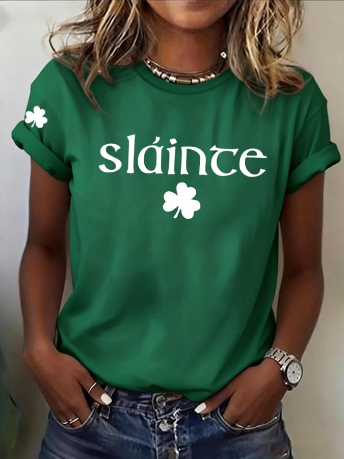 Women's St. Patrick's Day Slainte Print T-shirt