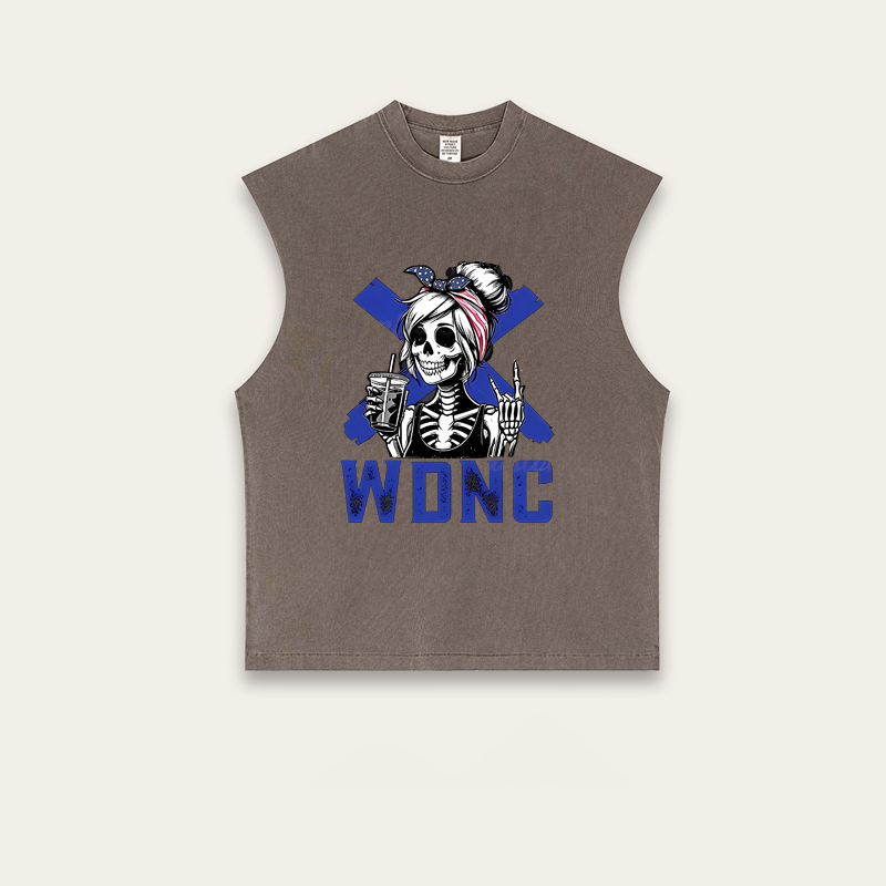 Retro and fun WDNC menopause/perimenopause printed sleeveless top