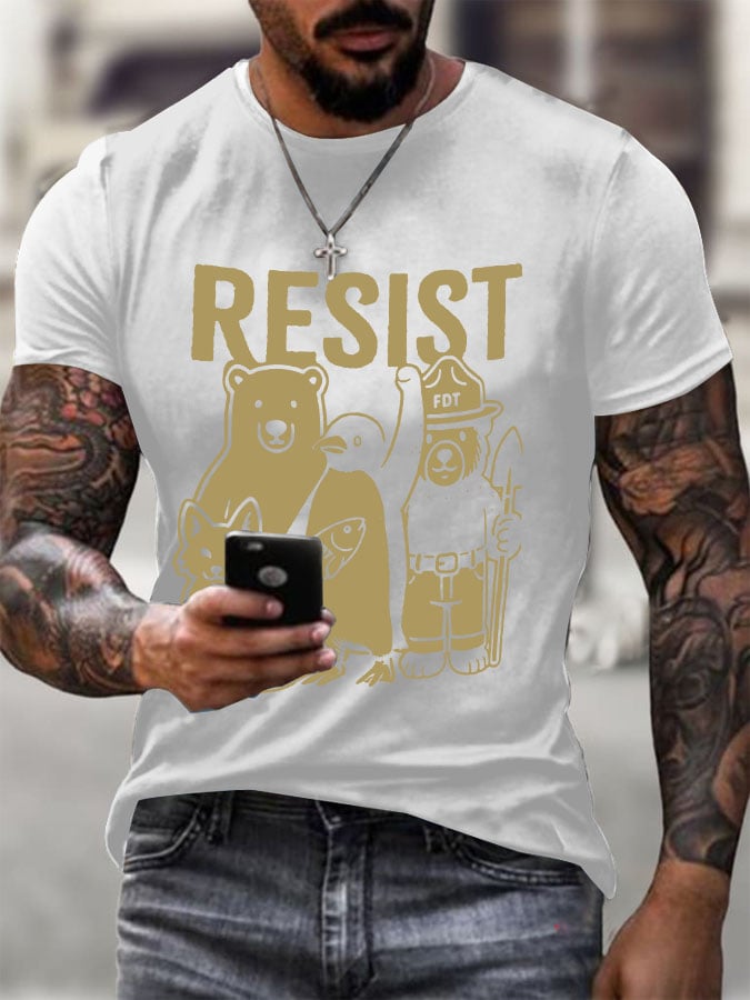 Men's Penguins Resist Printed Round Neck T-Shirt