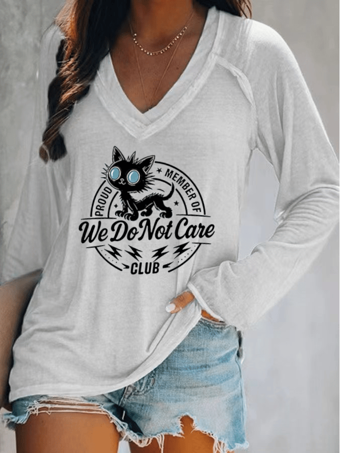 Women's V-neck Retro Funny Proud Member Of Club Menopause Perimenopause Print T-Shirt