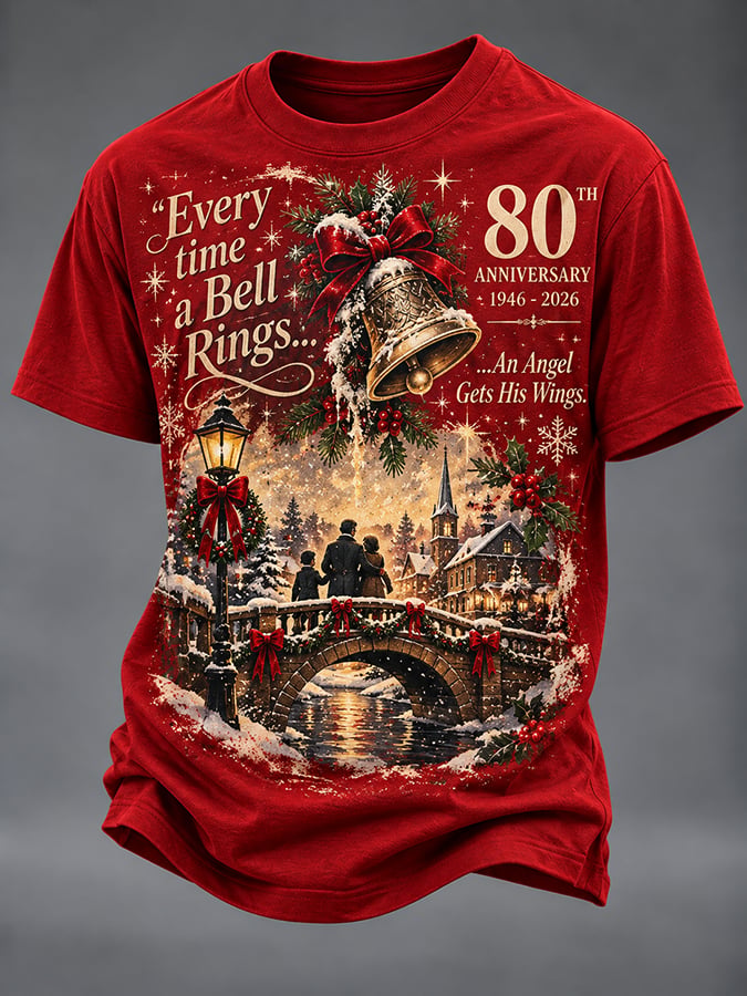 Men's Christmas Print Round Neck T-shirt