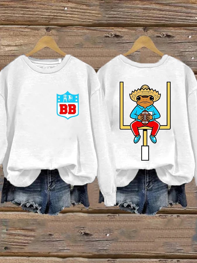 Women's Bunny Football Music Lover Print Casual Sweatshirt