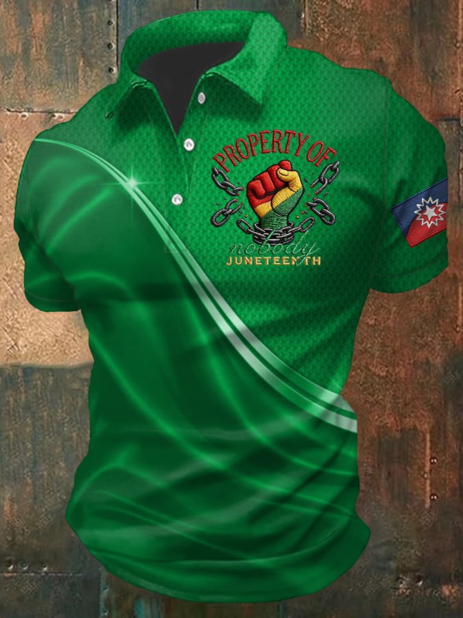 Men's Juneteenth Print Casual Polo Shirt