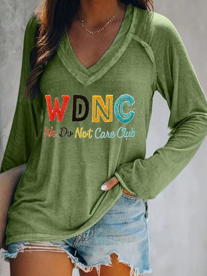 Women's V-neck Retro Funny Proud Member Of WDNC Club Menopause Perimenopause Print T-Shirt