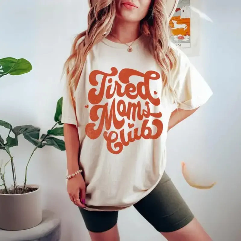 Tired Moms Club Printed T-Shirt