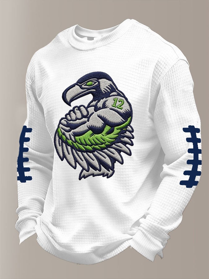 Men's Football Waffle Fabric Long-sleeved T-shirt