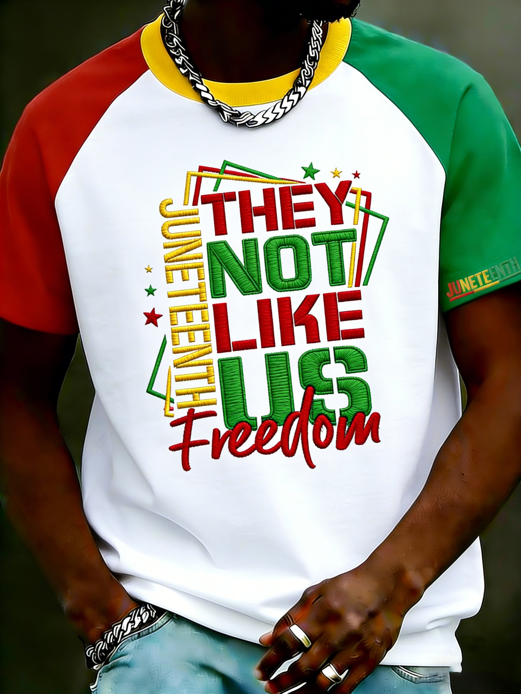 Men's Black Juneteenth Print Short-Sleeve T-Shirt