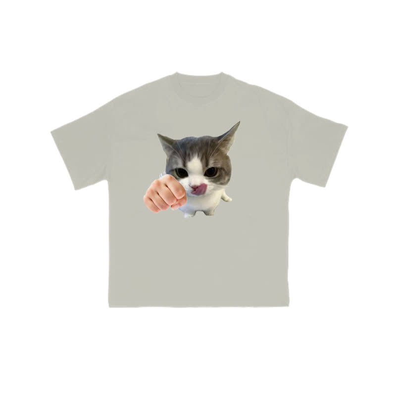 Unisex Kung Fu Cat Print T-shirt