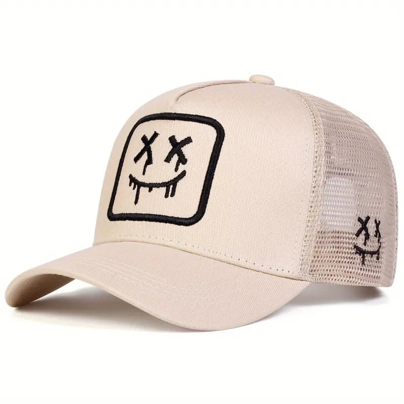 Unisex Cartoon Ghost Face Embroidered Baseball Cap Mesh Hat