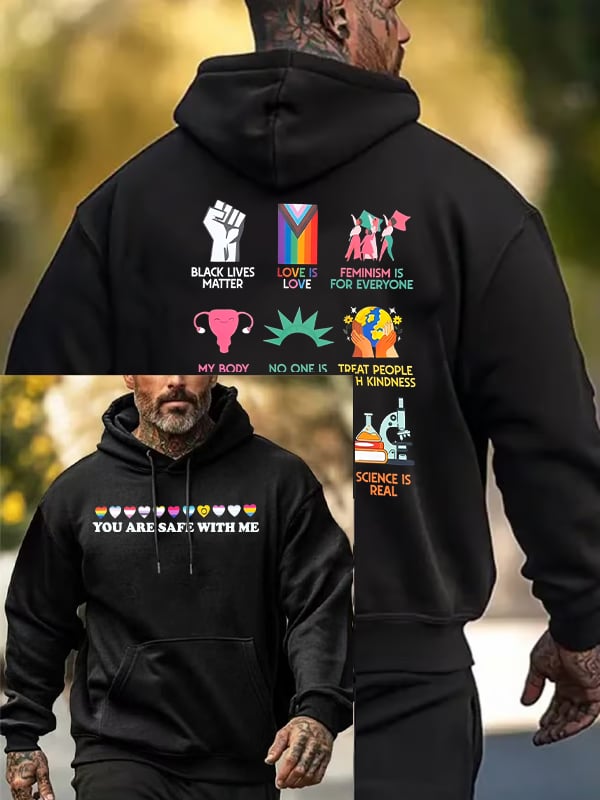 Men's You are safe with me Print Hoodie